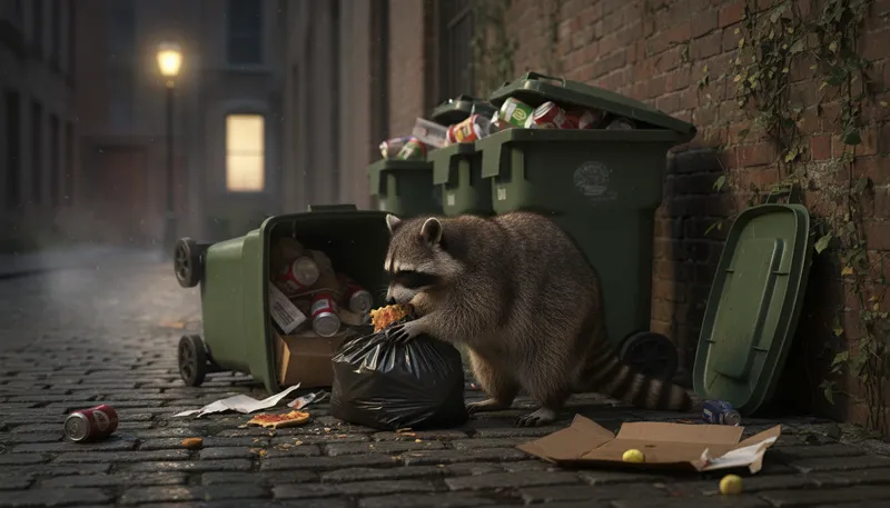 Illustration of raccoon: A small, nocturnal mammal with a masked face.
