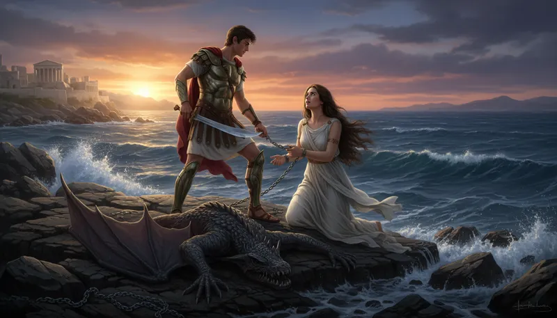Illustration of andromeda: a princess in Greek mythology
