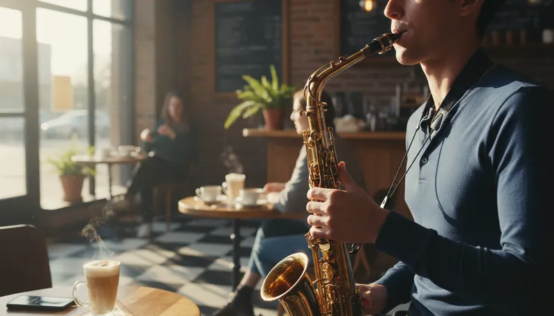 Illustration of sax: a musical instrument made of brass