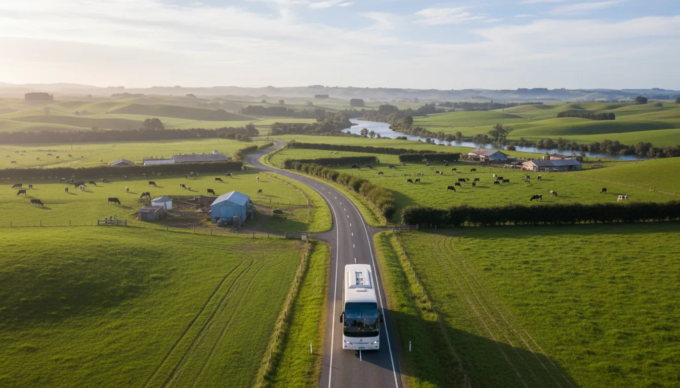 Illustration von Waikato: A region in New Zealand known for farming.
