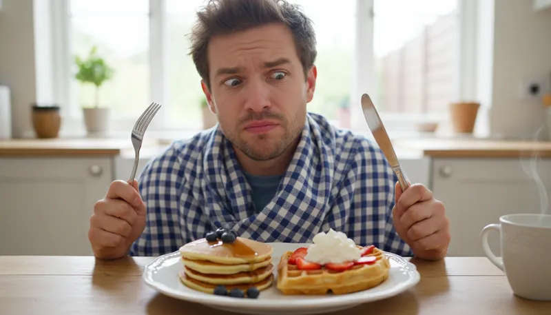 Illustration of pancakes and waffles: two popular breakfast foods