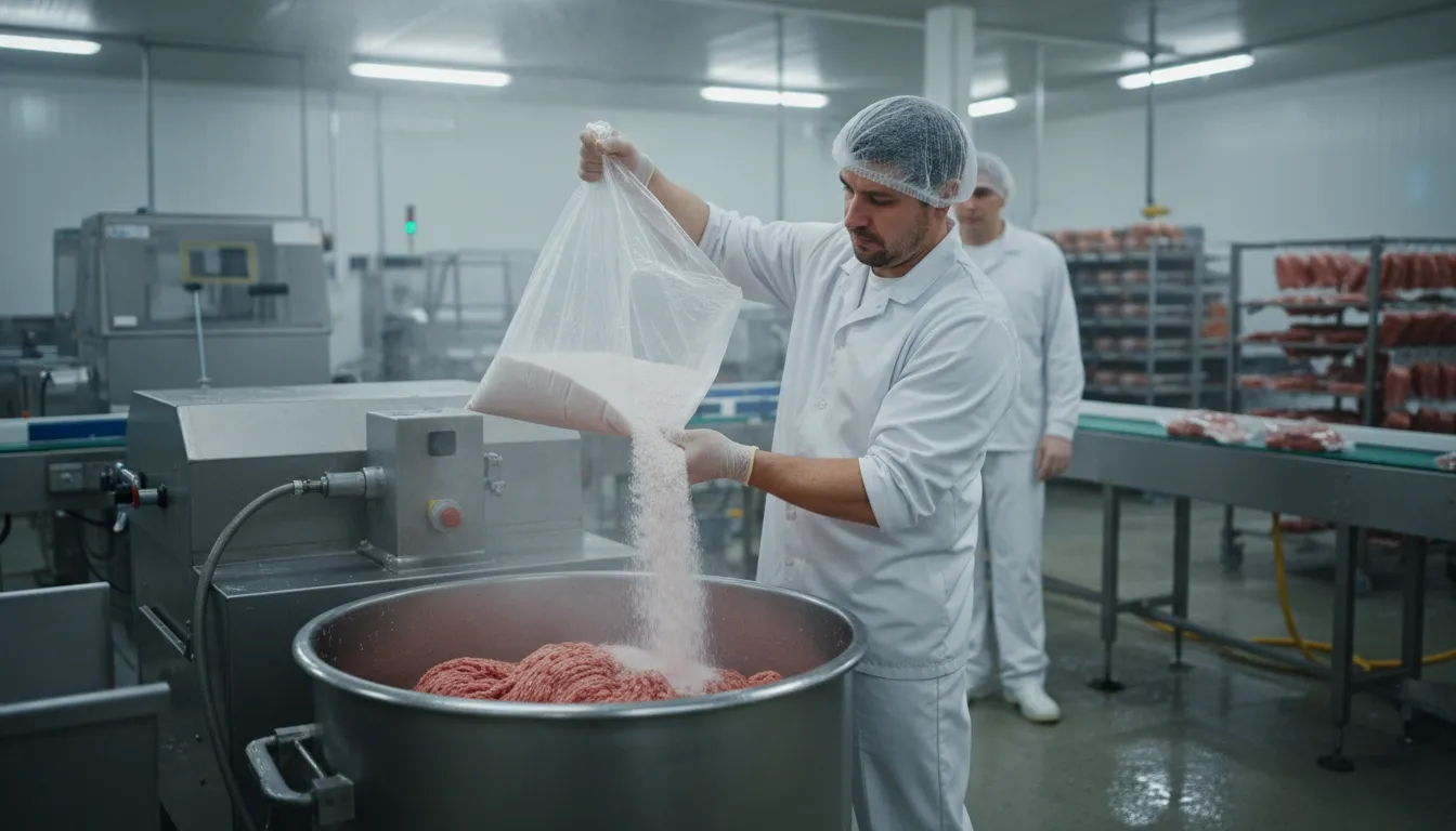 nitriteのイラスト：a chemical added to meat to preserve it