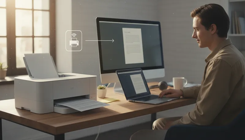 Illustration of wirelessly: Connecting without physical wires or cables.
