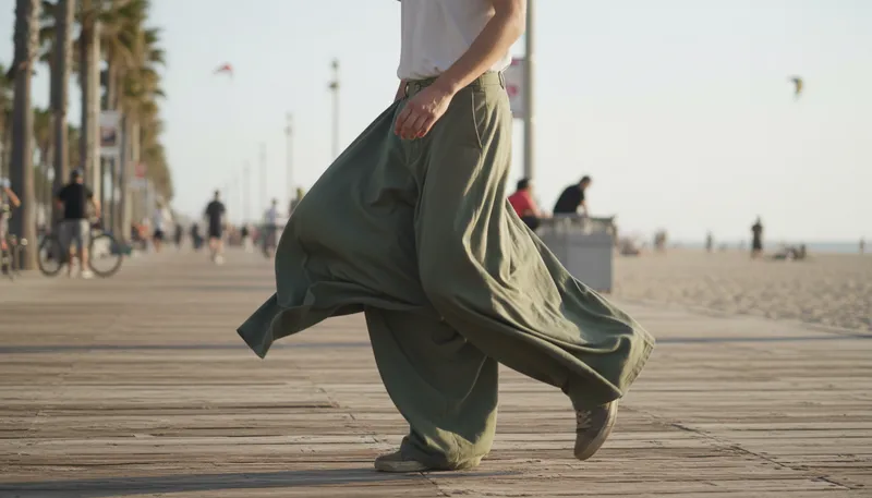 Illustration of baggy: Loose-fitting clothing or material.