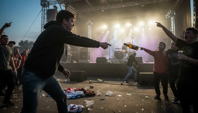 Illustration of hooligan: A violent or rowdy person, often in a group.