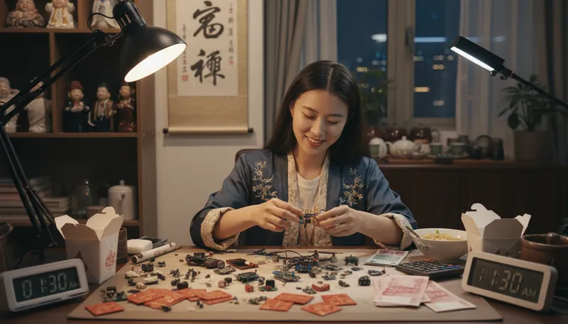 Illustration of chinese overtime: Extra work hours paid at a higher rate.