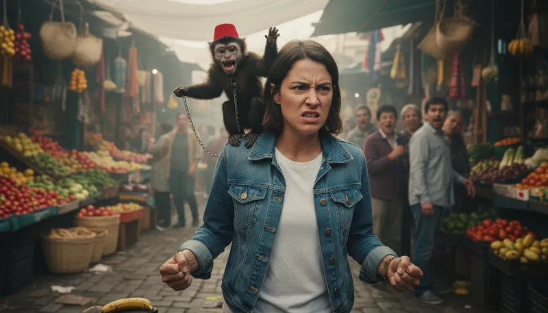 Illustration of get one's monkey up: Become angry or agitated quickly.