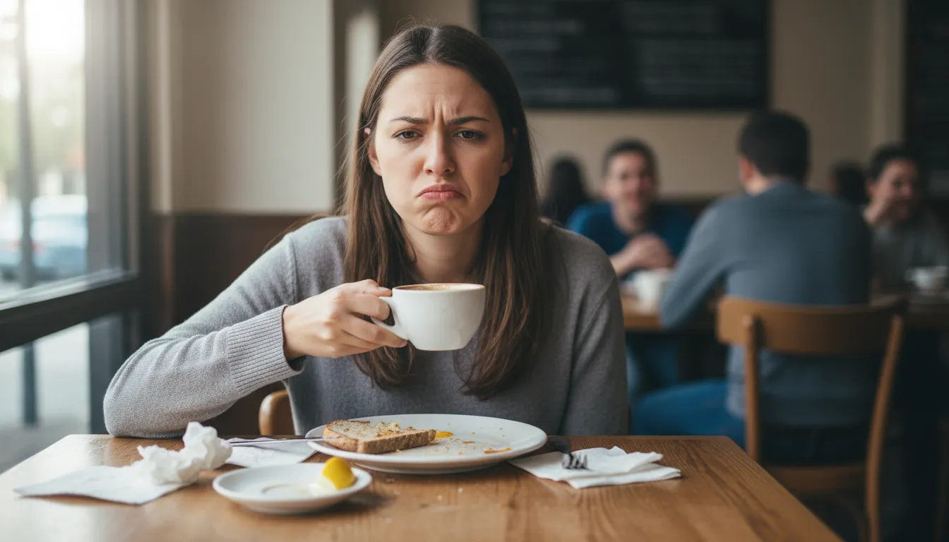 Illustrazione di leave a sour taste in one's mouth: create a bad feeling or memory