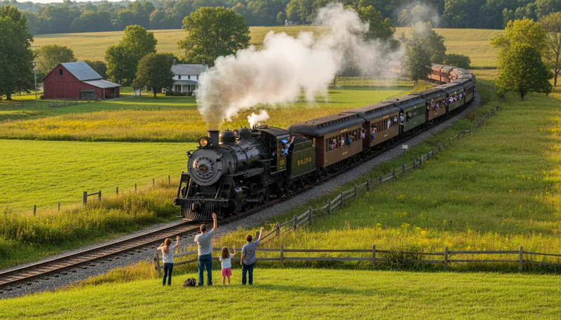 Illustration of strasburg: A town in Pennsylvania known for trains.