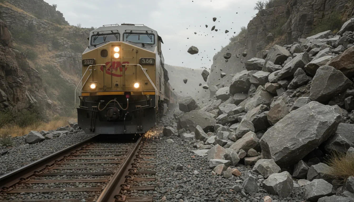 “derail” kelimesinin çizimi: To cause a train to leave its track.