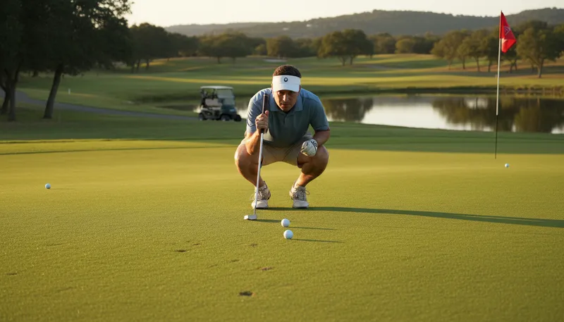 Illustration of read the green: to analyze the slope of a golf green
