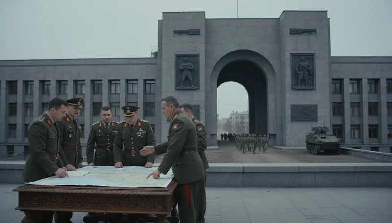 Illustration of militarism: A belief in building up armed forces.