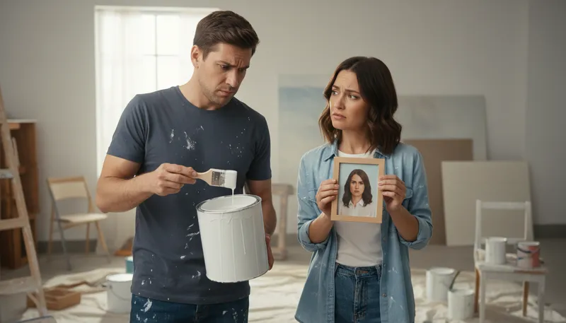 Illustration of know someone from a can of paint: To not recognize or know someone well.