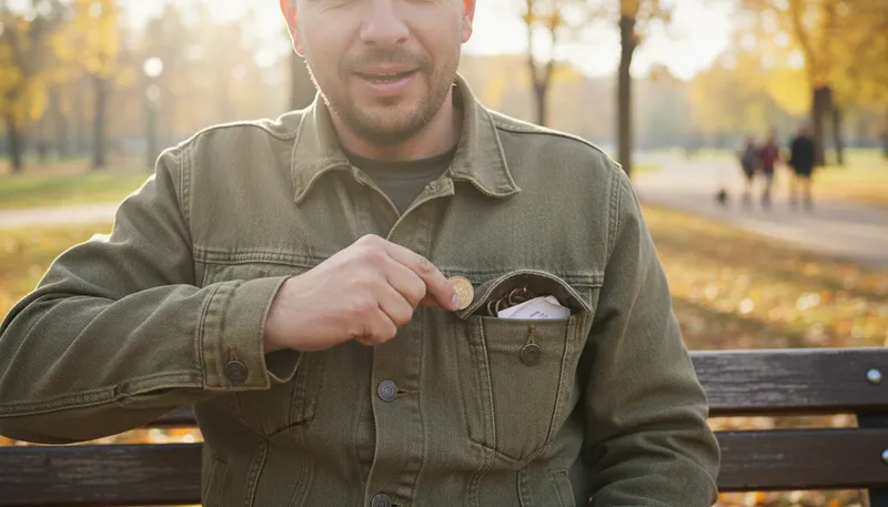 Illustration of pocket: A small pouch in clothing for carrying items.