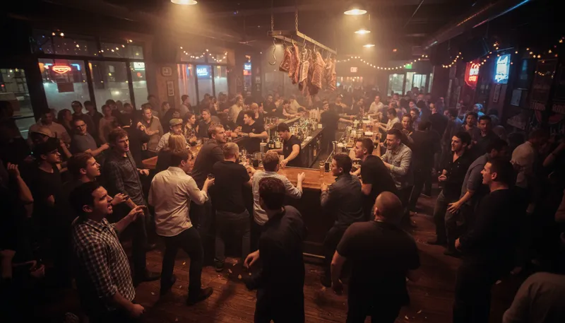 Illustration of meat market: A place focused on dating or sexual encounters.