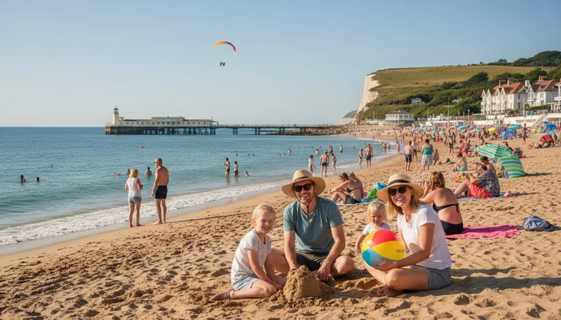 Illustration of folkestone: Coastal town in England.
