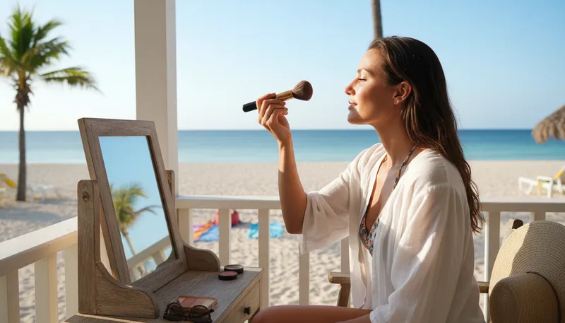 Illustration of bronzer: A cosmetic product that adds a sun-kissed glow.