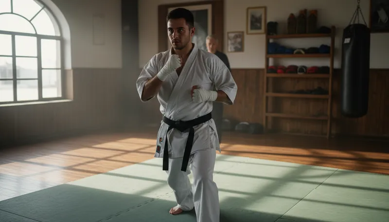 Illustration of karate: a form of martial art focusing on striking.