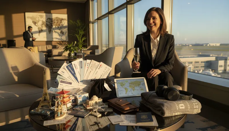 Illustration of frequent flyer: A person who travels often by plane.