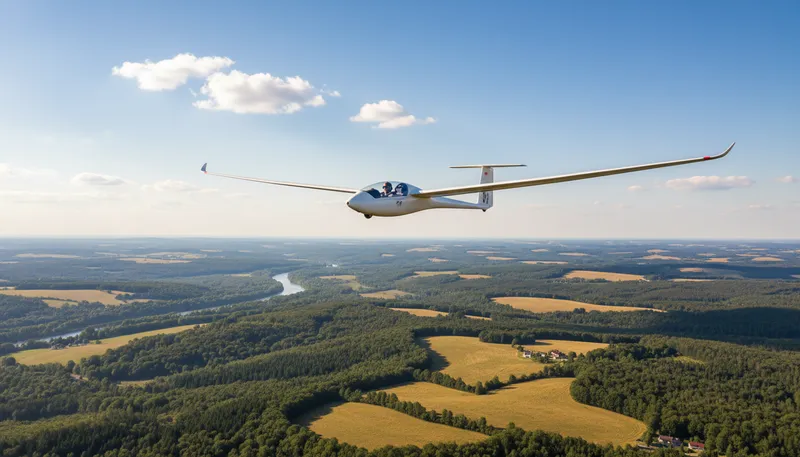 Illustration of glider: A lightweight aircraft that soars without an engine.