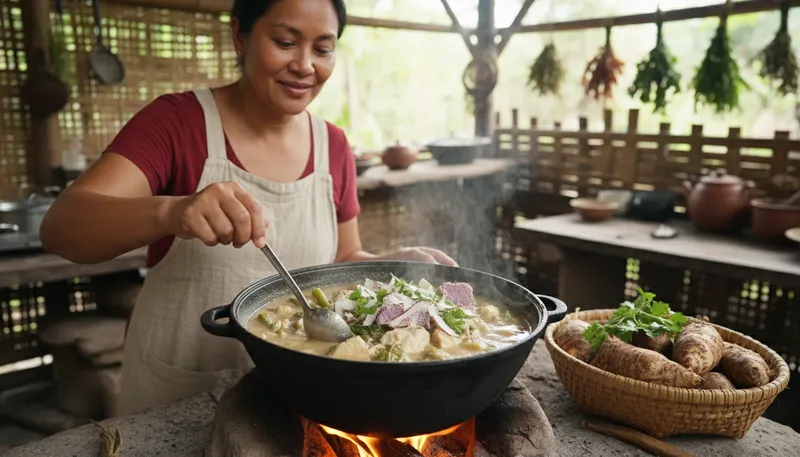 Illustration of gabi: A type of taro leaf used in cooking.