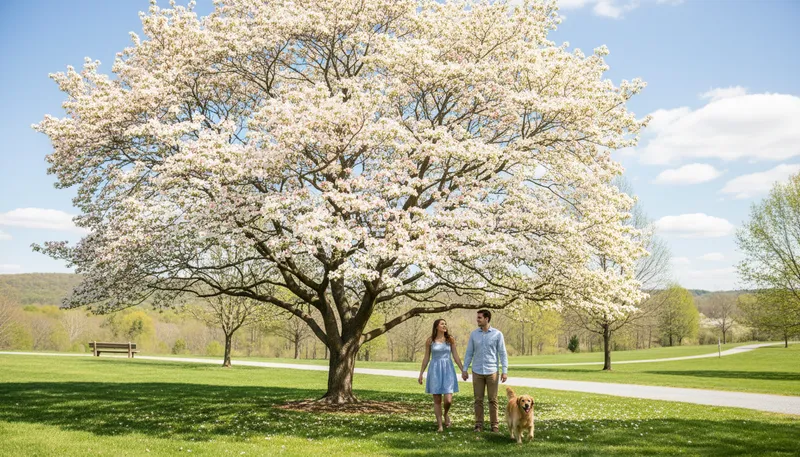 Illustration of dogwood: A flowering tree known for its white blooms.