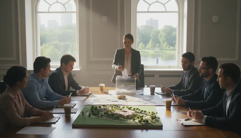 Illustration of committee: A group formed to make decisions or plans.