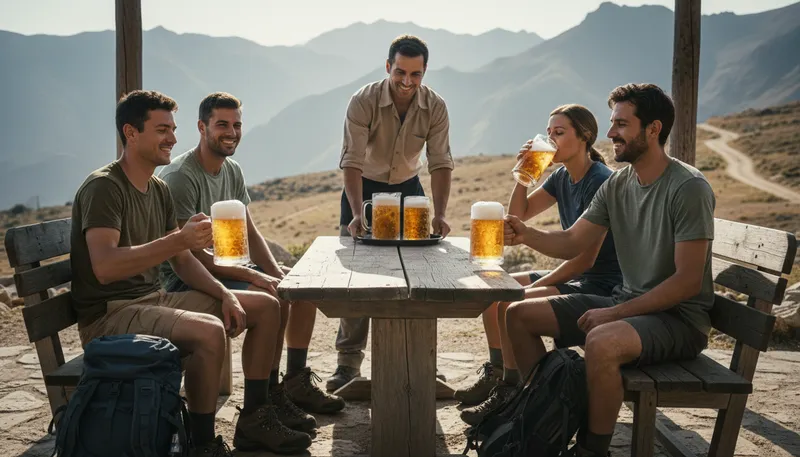 Illustration of refreshment: A light snack or drink to restore energy.