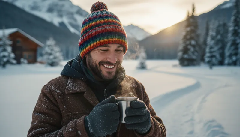 Illustration of beanie: a snug, knitted cap worn on the head