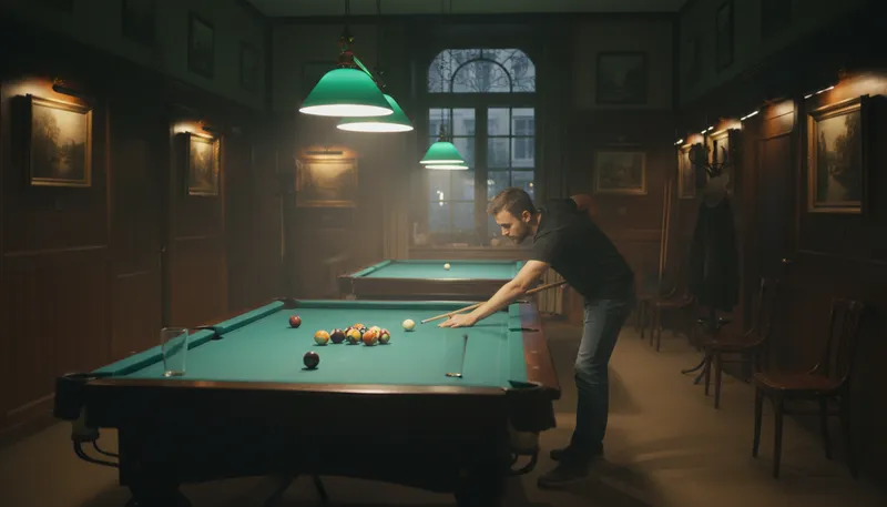 Illustration of billiard: Game played on a rectangular table with balls.