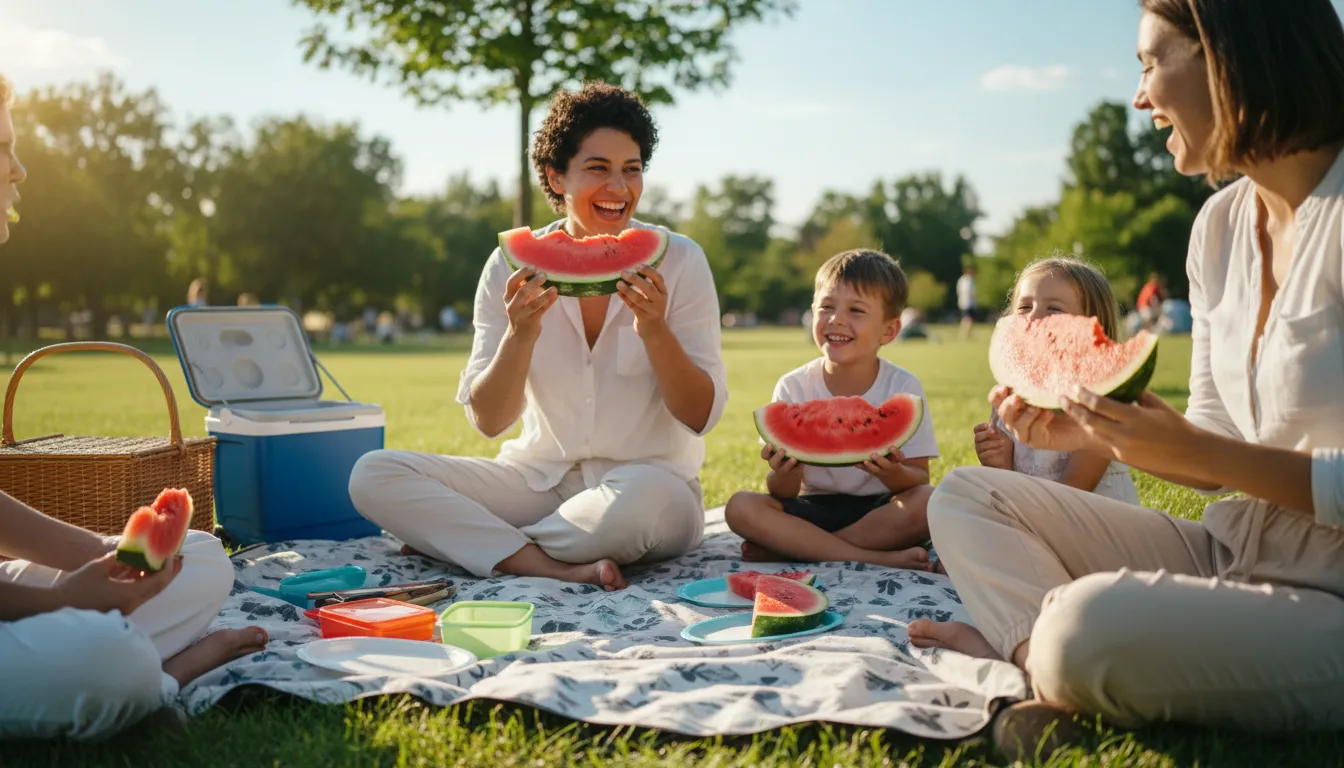 Illustration von sandia: The Spanish word for watermelon.