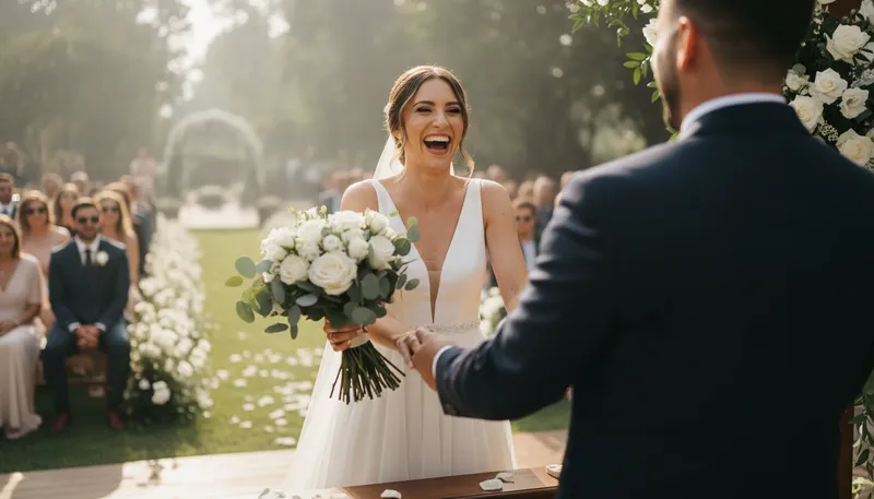 Illustration of i do: response affirming a commitment in marriage