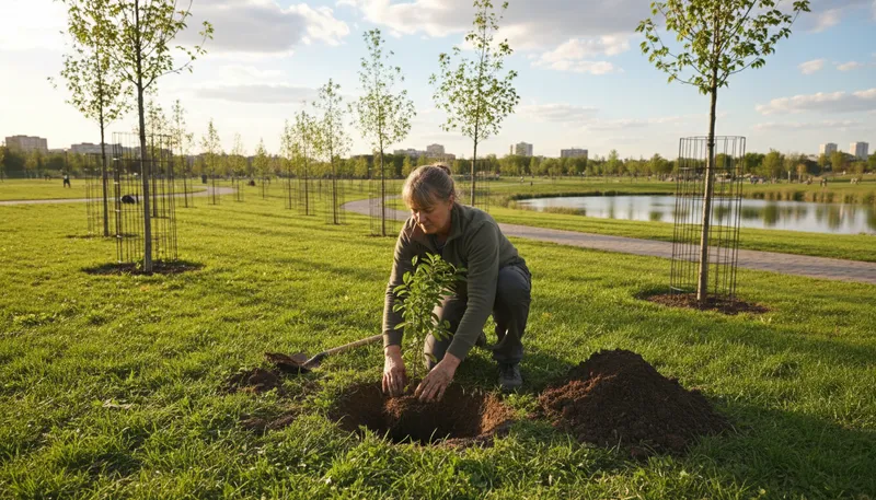 Illustration of conservationist: A person who protects the environment.