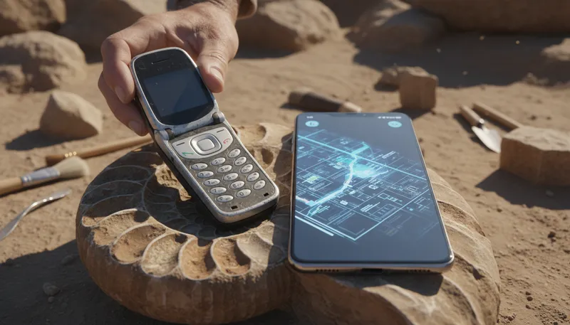 Illustration of fossil: something outdated or old-fashioned