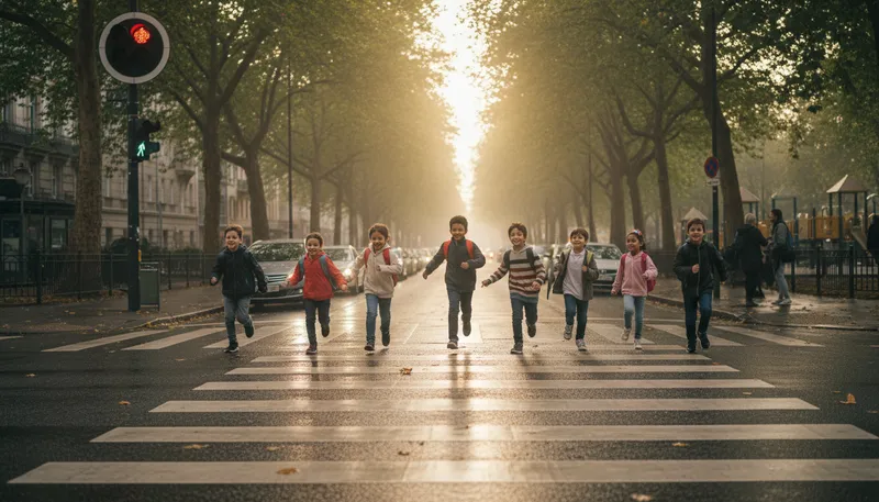 Illustration of crosswalk: A designated path for pedestrians to cross streets.