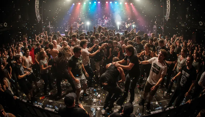 Illustration of mosh: A style of dance associated with punk music.
