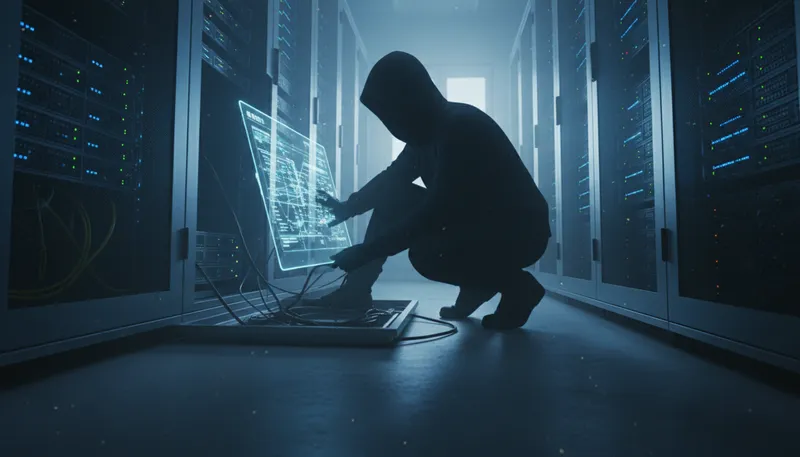 Illustration of hacker: A person who uses computers to gain unauthorized access.