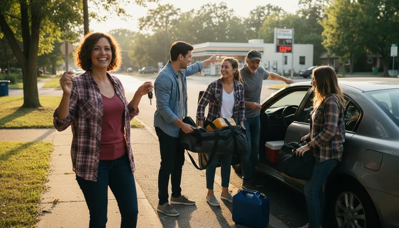 Illustration of carpool: sharing a car ride with others