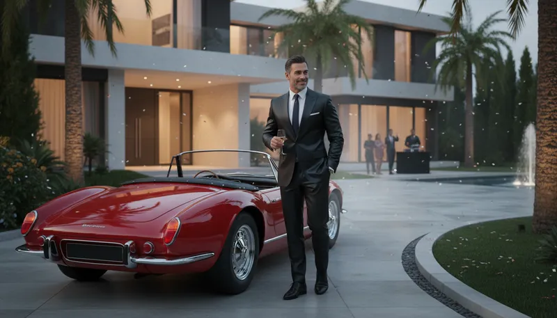 Illustration of playboy: A wealthy man who enjoys lavish living.