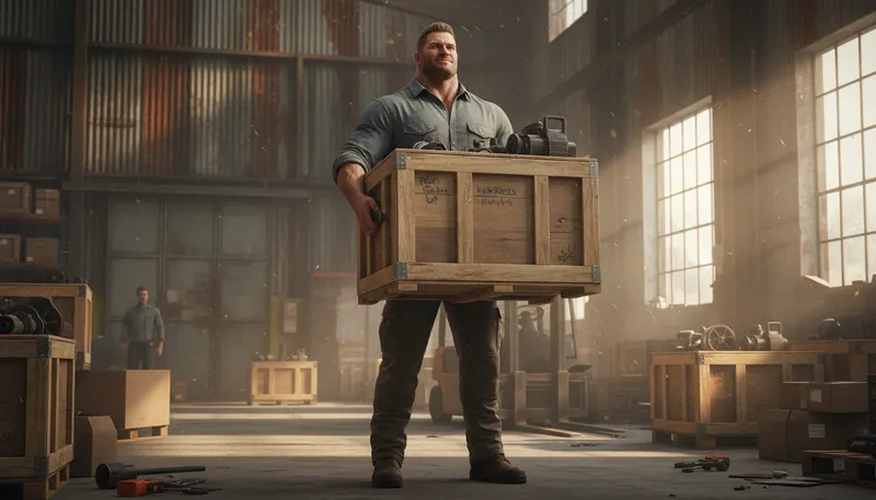Illustration of burly: strong and heavily built.