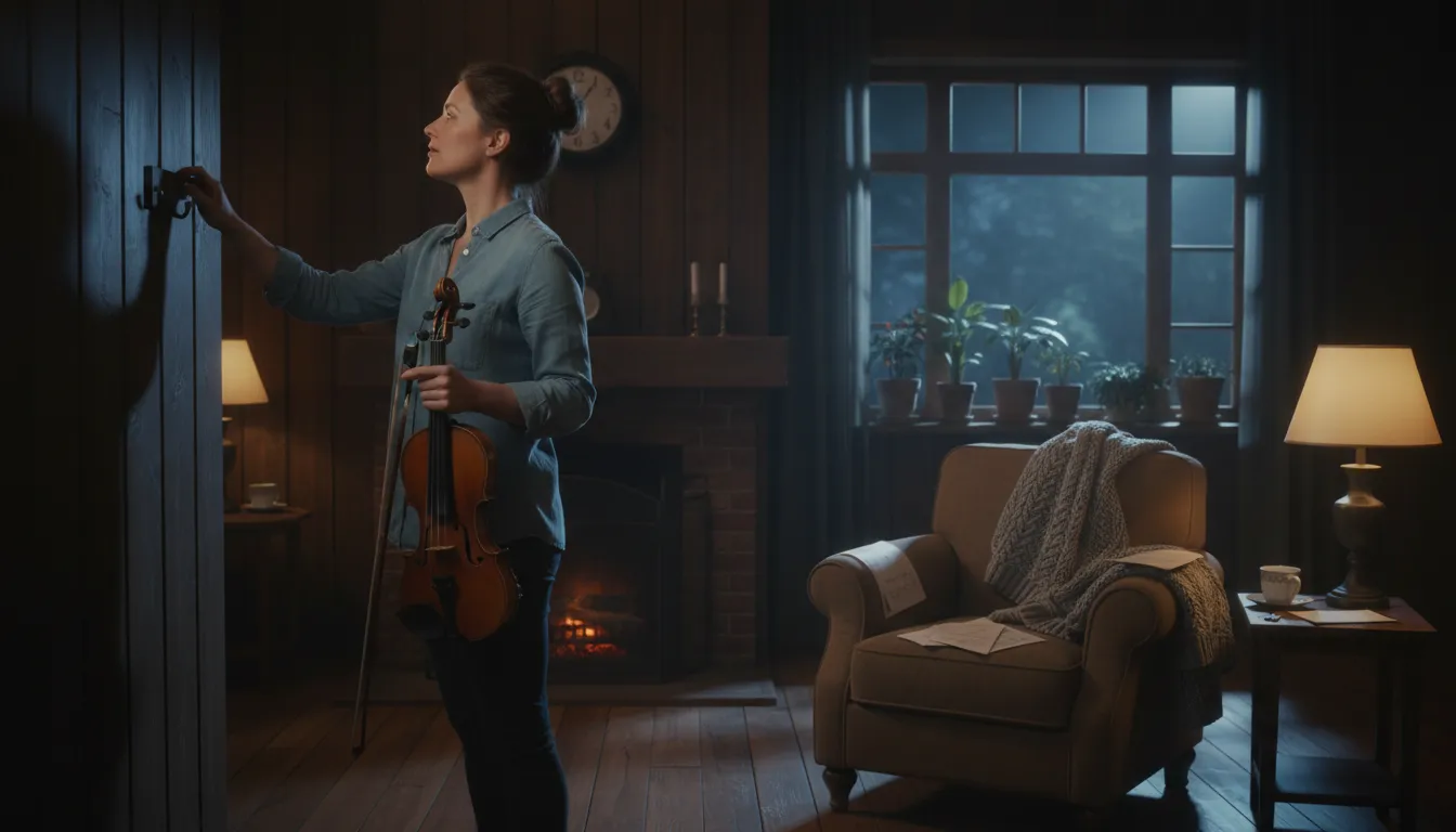ภาพประกอบของ hang up one's fiddle: To stop doing something enjoyable.