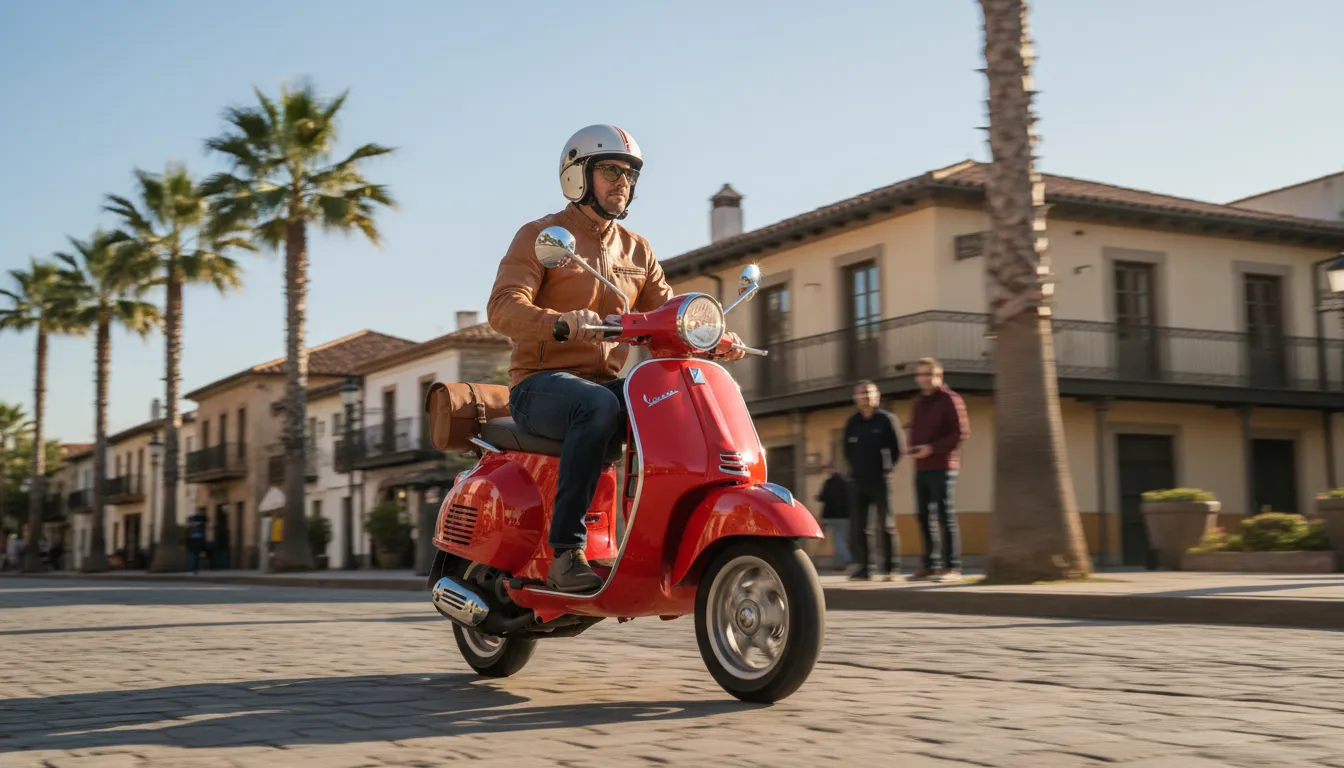 Vespa 일러스트: A brand of scooters known for style.