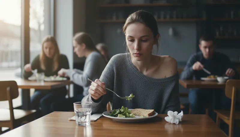 Illustration of anorexic: Someone suffering from an eating disorder.