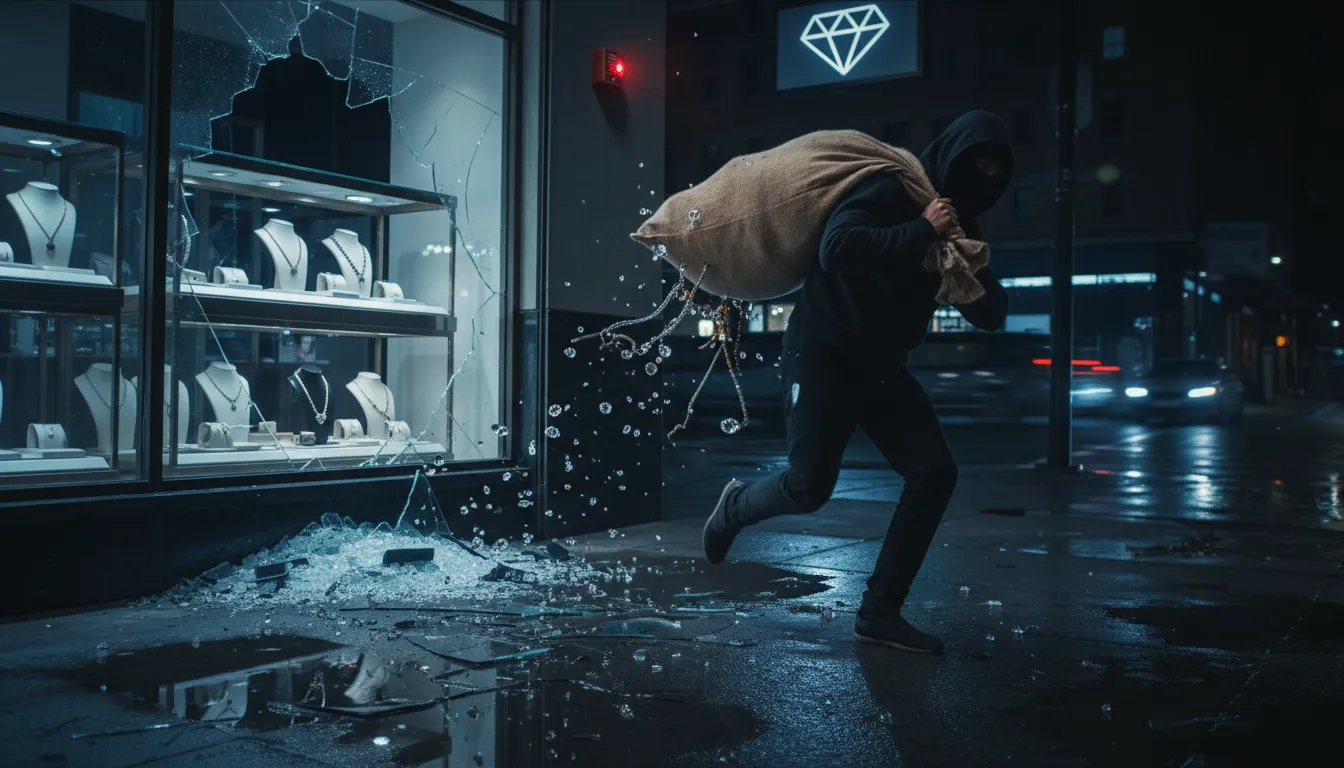 larceny 的插图：Theft of someone else's property.