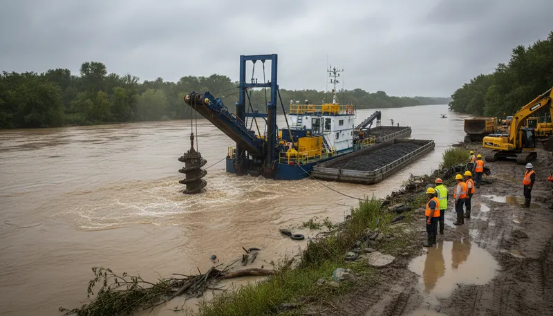 Illustration of dredge: To remove mud or debris from water.