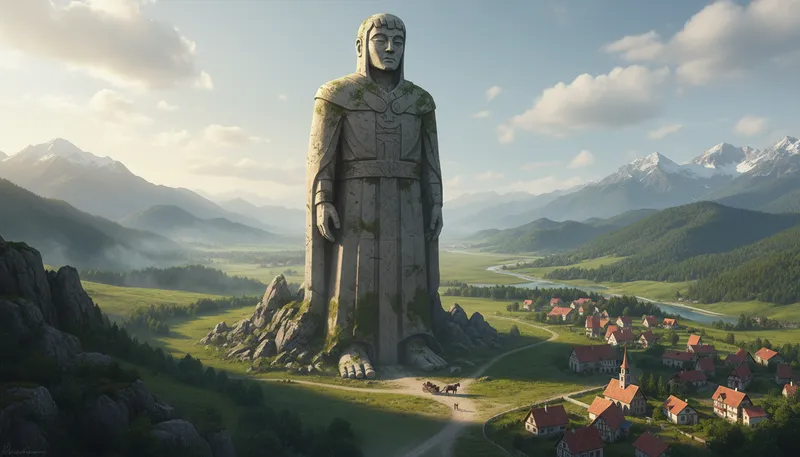 Illustration of colossus: A giant statue or figure.