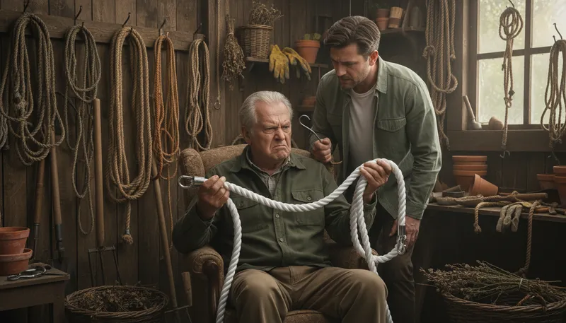 Illustration of you'd complain if you were hung with a new rope: You always find something to complain about.
