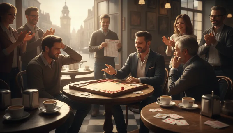 Illustration of back gammon player: someone who plays backgammon well