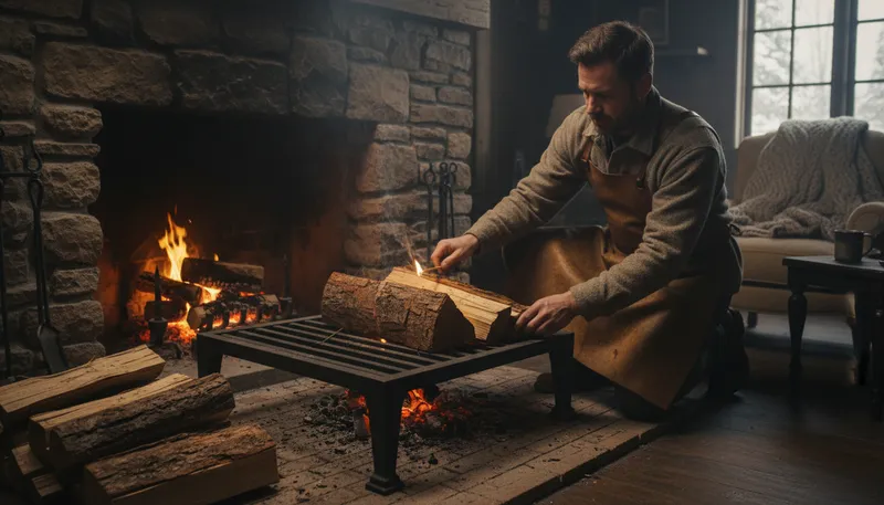 Illustration of grate: Metal frame for holding fuel in fireplaces.