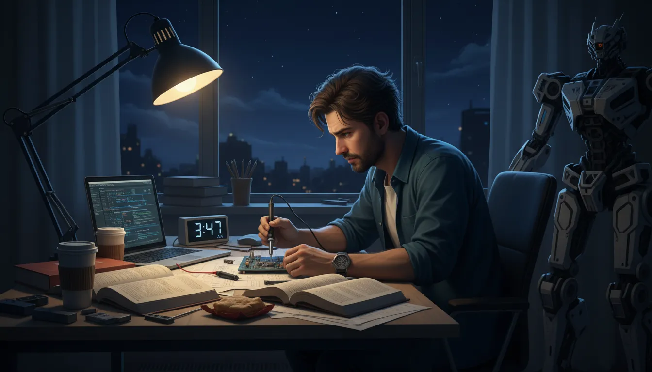 Ilustrasi burn the midnight oil: to work late into the night